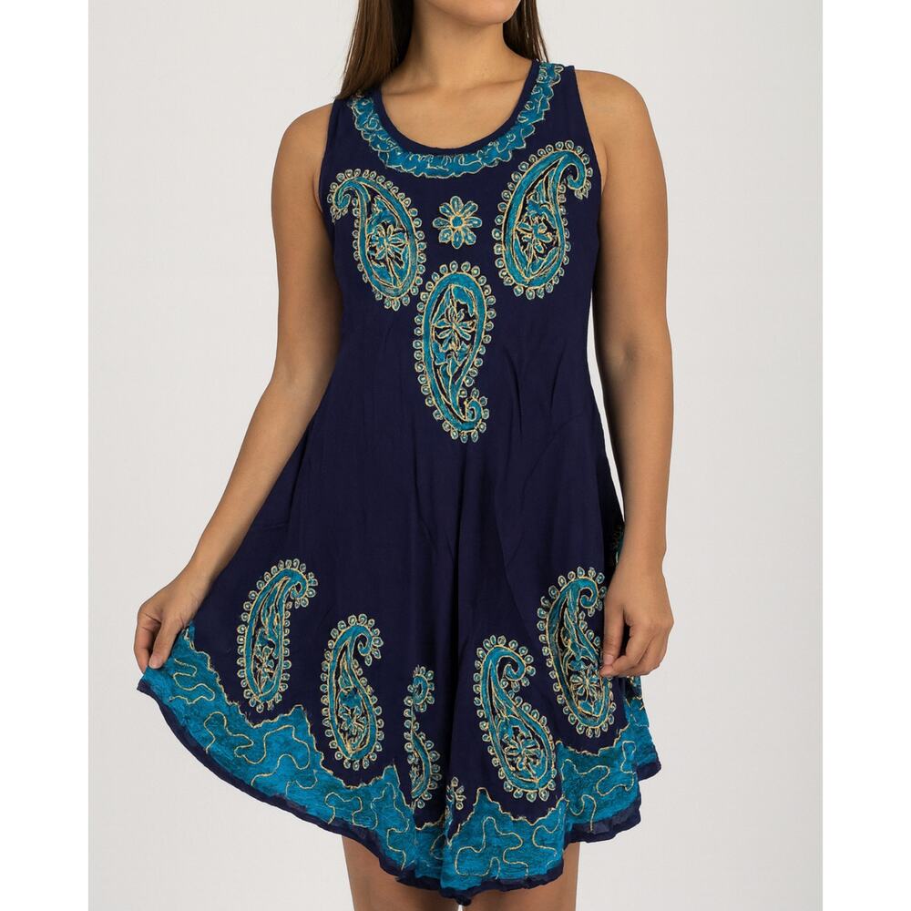 Women Ladies Sleeveless Tie-dye Beach Summer Sundress
Flare Asymmetrical Design